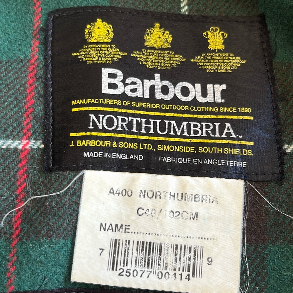 Barbour Northumbria jacket with warm pile liner